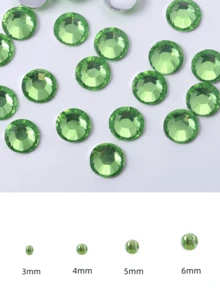 2000颗3-6毫米绿色平底树脂水钻，圆形果冻钻，适用于制作配饰、鞋子、衣服、化妆品、包包、装饰品等。 - 綠色 - 查看 5