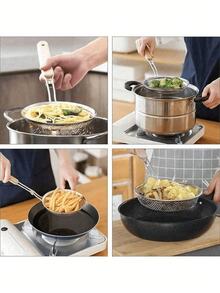 1 件装不锈钢细网过滤器，带木柄 - 防锈、防刮，适用于厨房烹饪、食物准备、油过滤、意大利面/面包篮、食品接触、餐厅品质、食品服务设备 | 穿孔过滤器 | 木柄筛