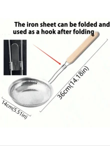 1 件装不锈钢细网过滤器，带木柄 - 防锈、防刮，适用于厨房烹饪、食物准备、油过滤、意大利面/面包篮、食品接触、餐厅品质、食品服务设备 | 穿孔过滤器 | 木柄筛