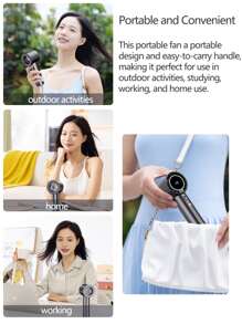 AOYI Portable Fan Handheld, Mini Turbo Fans, Summer Personal Cooling Fan, 1-100 Speed Adjustable, 1800mAh Rechargeable Battery, Strong Wind, Digital Display, For Work, Study, Home, Office, Travel, Beach, Vacation