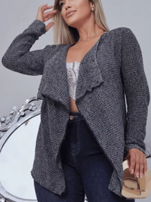 Cardigan Tricot Feminino Kimono Tricô Casaco Bucle Otimo Caimento