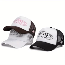 1pc Women's Fashionable Cartoon Letters Embroidery Hip Hop Cap, Fashionable Outdoor Adjustable Sun Protection Lovers Baseball Cap Snapback Hat For Spring, Summer, Autumn And Winter