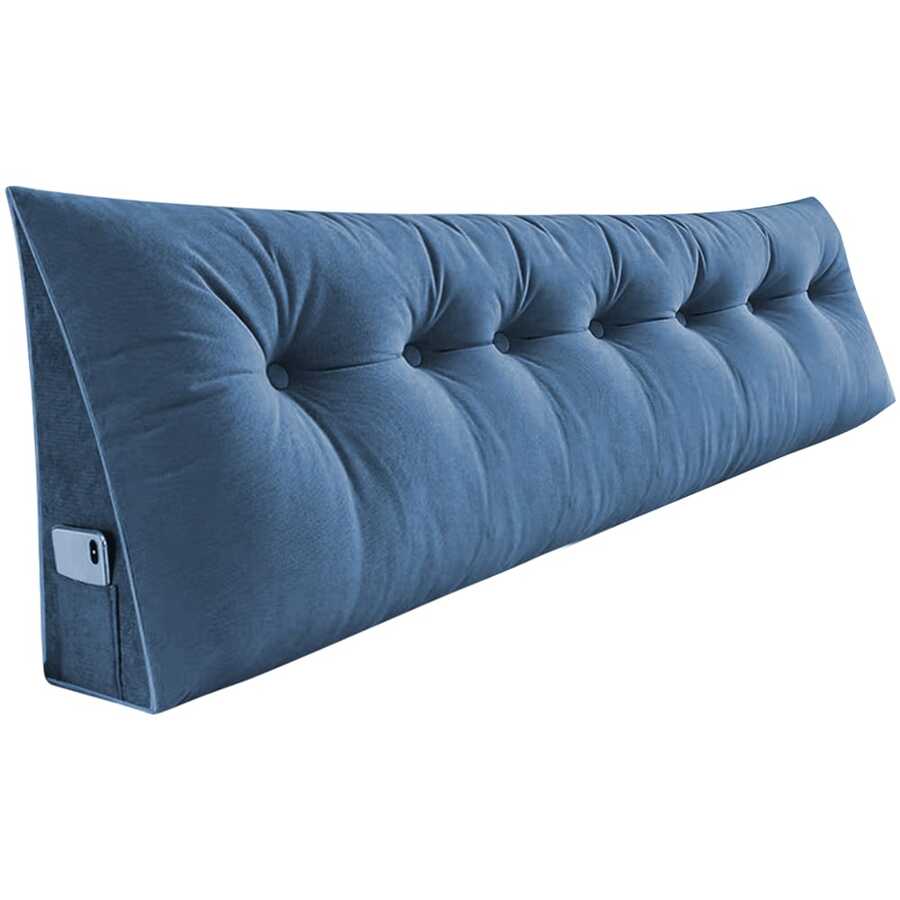 Pillow 200*50*20cm, Bed And Sofa Reading Pillow, Wedge Pillow, Wall Pillow, Seat Cushion, Wall Cushion, Women's Size With Washable Cover, Back Support Pillow, Lumbar Support - 深藍色 - 查看 1