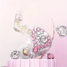 Q2Pro Shiny Diamond Music Anchor Monitor Headphones Girls Inlay HiFi Earphone Interchangeable Cable Cell Phone Computer 3.5mm 2 Pin Detachable Cable Earbuds Gift For Women In-Ear Headset - Pink - View 3