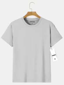 Men's Basic Plain Short Sleeve Cotton T-Shirt ORIGNS Colors - 白色的. - View 1