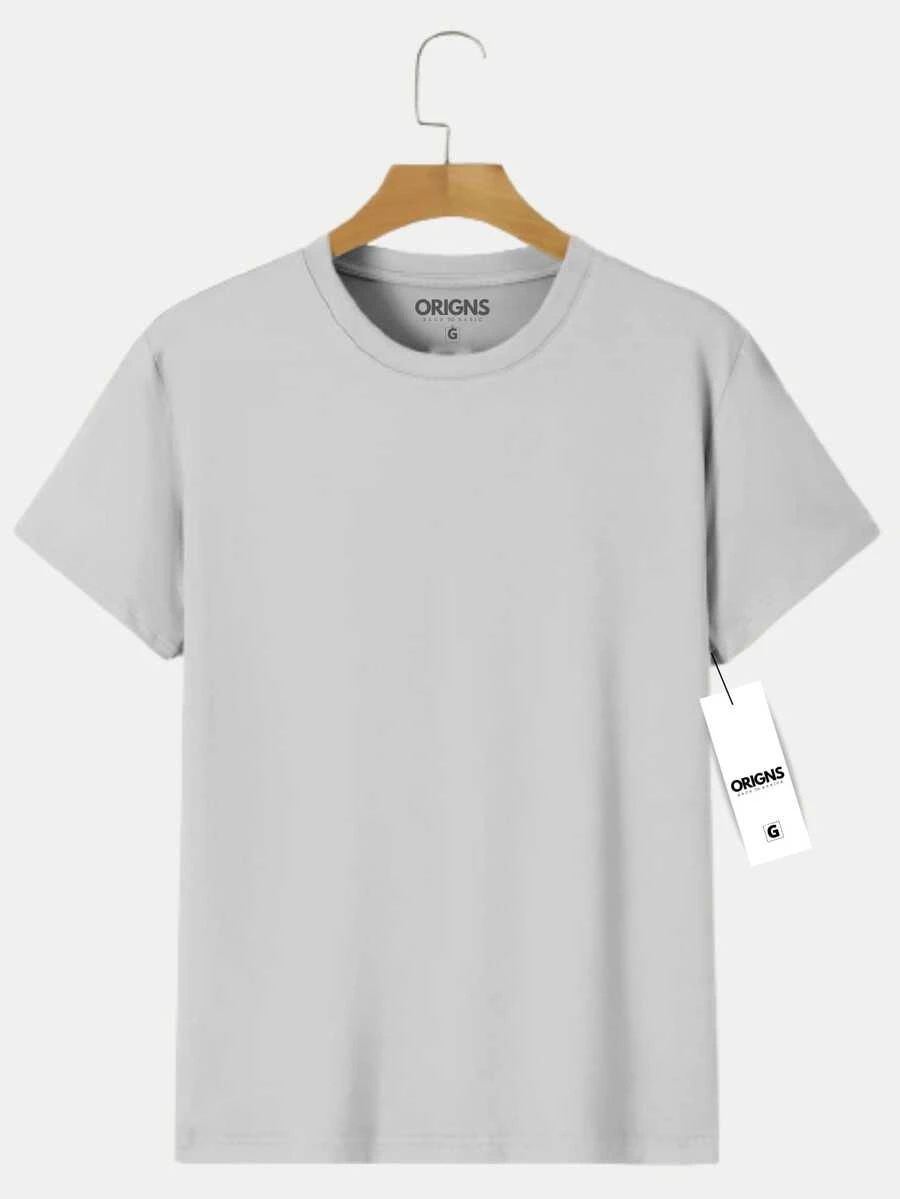 Men's Basic Plain Short Sleeve Cotton T-Shirt ORIGNS Colors - 白色的. - View 1