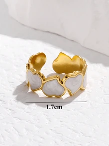 1 peça novo anel de aço inoxidável com pintura por gotejamento em formato de coração, joia estilo vintage para uso diário feminino