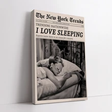 Pósteres de lona Vintage del New York Times - Con opción de marco, diseño de mujeres durmiendo, perfectos para decoración de la sala de estar, dormitorio o decoración de dormitorio, decoración perfecta para la habitación, arte de pared con marco