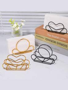 1pc/2pcs Nordic Style Wooden Base Metal Napkin Holder, Upright Metal Tissue Box, Desktop Decor Accessory, Suitable For Home, Restaurant, Hotel, Cafe, And School Supplies - Multicolor - View 9
