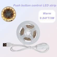1 Bobina Striscia Luminosa LED 2835 Luce Bianca Calda con Interruttore a Pulsante - Alimentata USB, Bassa Tensione Sicura, Illuminazione Durevole per Fai-da-Te, Camere da Letto, Mobili, Cassettiere e altre Decorazioni