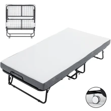 SnozeFlex SnozeFlex Folding Bed With Mattress, SPortable Foldable Bed With Storage Cover, SRollaway Bed For Adults With Memory Foam Mattress And Metal Frame, SCot Size Guest Bed On Wheels, 75 X 38