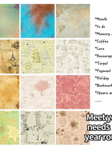 12pcs Vintage European & American Style Map & Newspaper Print Decorative Paper For DIY Scrapbooking - one-size - View 1