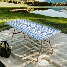 1pc Bohemian Floral Printed Elastic Table Cover, Lightweight And Washable, Suitable For Family Gatherings, Outdoor Decor, Festivals, Indoor/Outdoor Use - Multicolor - View 17