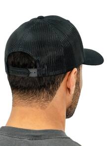 1pc Men's Black Solid Color Baseball Cap, Adjustable Mesh Hat, Summer Style, Suitable For Outdoor Travel,Beach,Holiday - Black - View 4