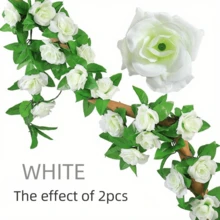 1/2 Stücke 230cm künstliche Rosenranke, künstliche Blumengirlande, Rosen-Efeu-Ranke, Seidenrosenpflanze mit grünen Blättern, Hintergrunddekoration für Heimdekoration, Raumdekoration, Hochzeitsdekoration, Wanddekoration, Schlafzimmerdekoration, Tischdekoration, Innen- und Außendekoration, künstliche Pflanzenranken, Herbst-Heimdekoration, Halloween-Dekoration - Verschiedenfarbig - Übersicht 7