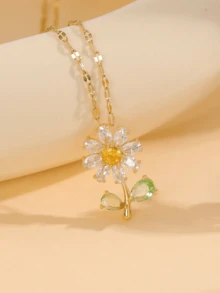 1 件女孩闪亮雏菊和向日葵吊坠项链