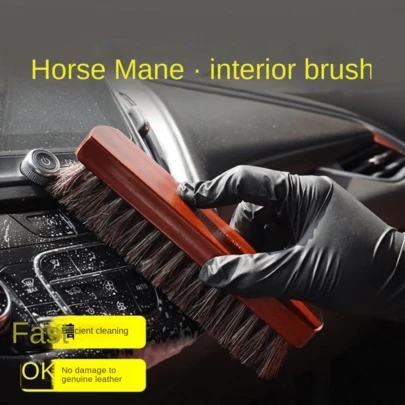 Large Size Household Shoe Brush, Brown-Red Shoe Polish Brush Tool, Horsehair Brush For Home, Sofa, Leather, Car Interior Cleaning And Shoe Care