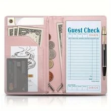 DOMUUH 1 Stück Server Notizbuch, Reißverschluss Server Geldbörse, süßer Server Organizer mit Münztasche, Server Schürze Zubehör, Menühalter, Hotel Server Menü Set, geeignet für Hotel, Restaurant, Café, Geschäftshotel Rechnungsmappe, Hotel-Essentials, Schulbedarf, Schulanfang