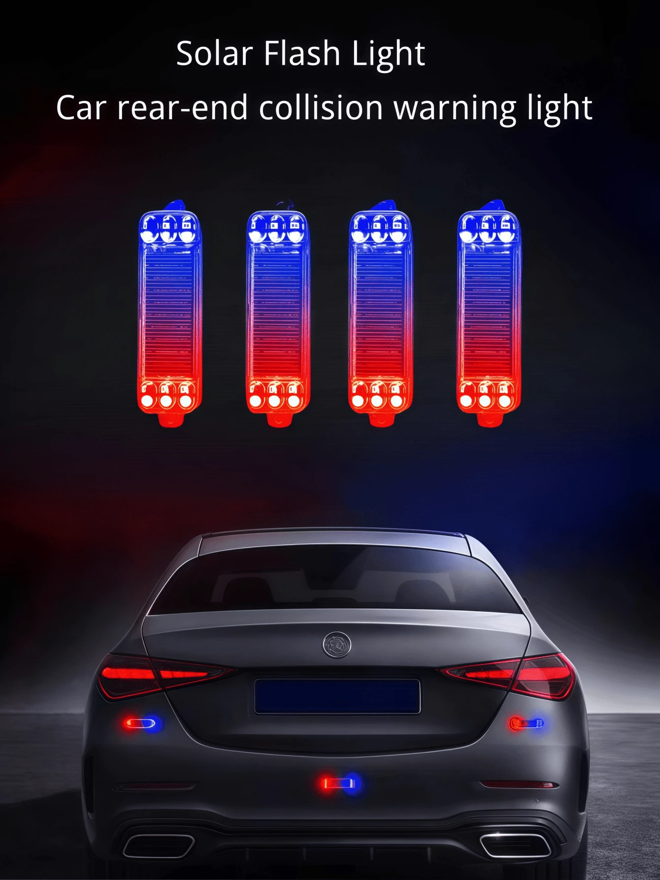 Hochwertige Solar-Warnleuchten für Automobile, Motorräder, Lastwagen, Baufahrzeuge, Fahrräder, Elektroroller, Hochleistungs-Blinklichter mit Atemtechnik als Rückleuchten für Elektrofahrzeuge, zur Vermeidung von Auffahrunfällen