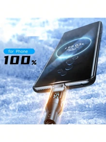 120W Super Fast Charging USB A To Type-C Cable With LED Digital Display, Dual Type-C Cable, 6A High Current, Compatible With Xiaomi POCO, Mother's Day, Birthday, Back To School Gift