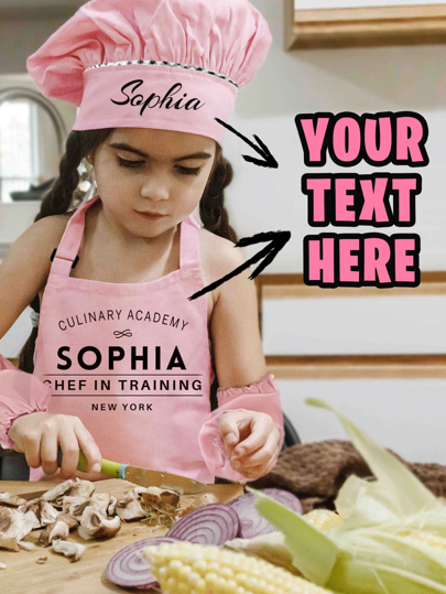4pcs Kids Personalized Chef Set, Can Be Customized With Name Or Text, Suitable For Boys And Girls Daily Cooking And Performance