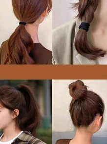 100pcs/10pcs Women's All-Match Black, High-Elastic Nondamaging Hair Ties, Stylish & Versatile, Elegant & Chic, Simple & Minimalist Design Hair Bands, Suitable For Daily Wear, Casual, Party, Commute, Vacation, Face Washing, Makeup, Hairstyling Back To School