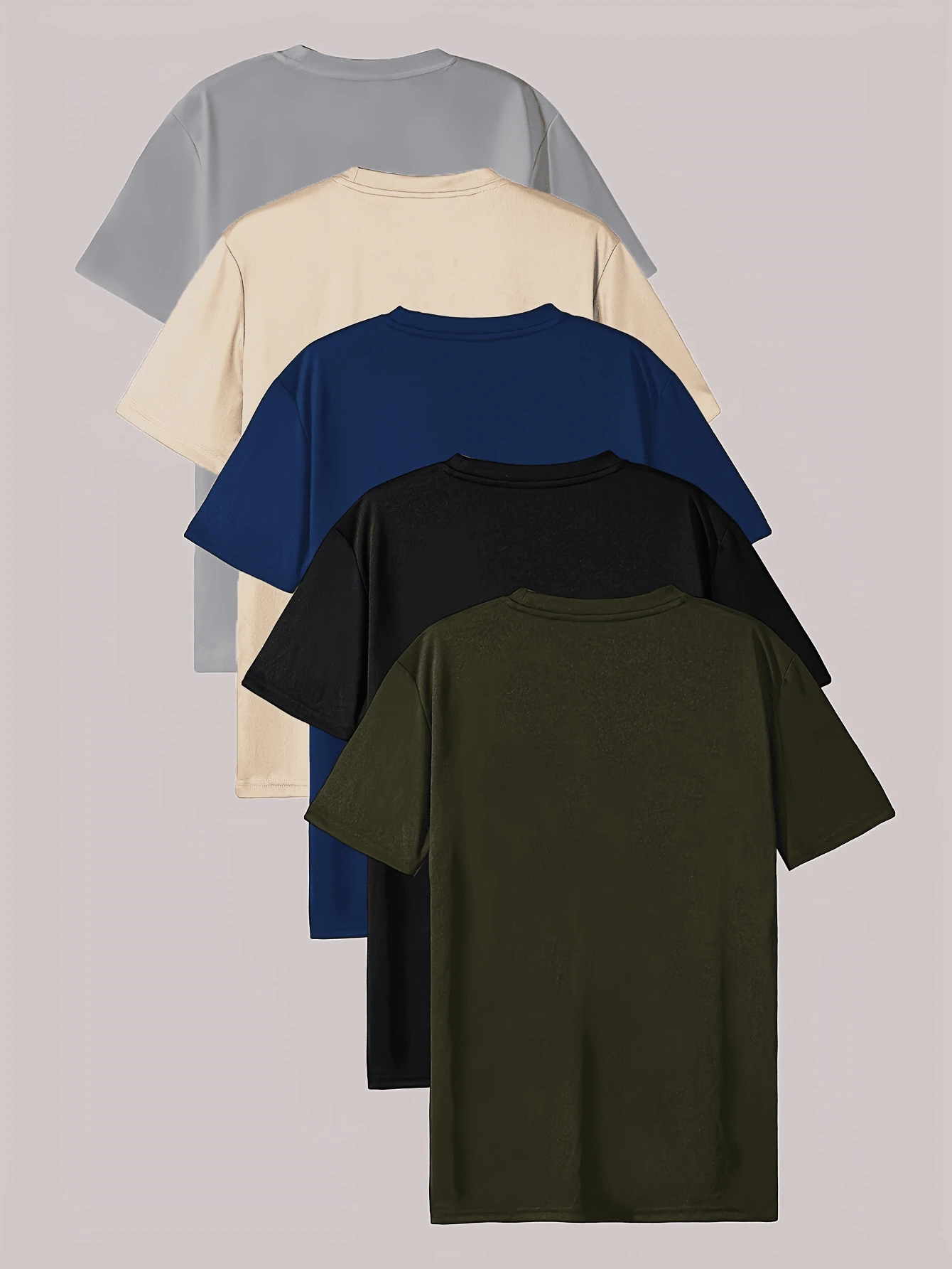 5-Pack Unisex Cotton T-Shirts - Classic Solid Color Crew Neck Tee - Casual Sports Pullover, All-Season Loose Fit, Regular Length Short Sleeve Halloween Gift Autumn And Winter Undershirt Basic Layer Tee Shirt - multicolour 3 - 查看 1