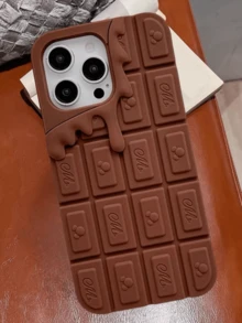 1 件 3D 复古粉红巧克力苹果硅胶外壳兼容 Iphone 16/15/14/13/12 Pro/Pro Max iPhone 7/8 7p/8p 6p/6sp 手机壳