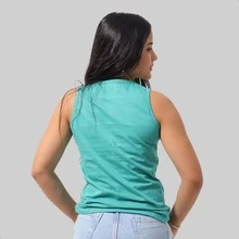 Tank Top Women's T-Shirt Tank Top 100% Cotton Plain Comfortable Everyday - Nước Xanh - Xem 2