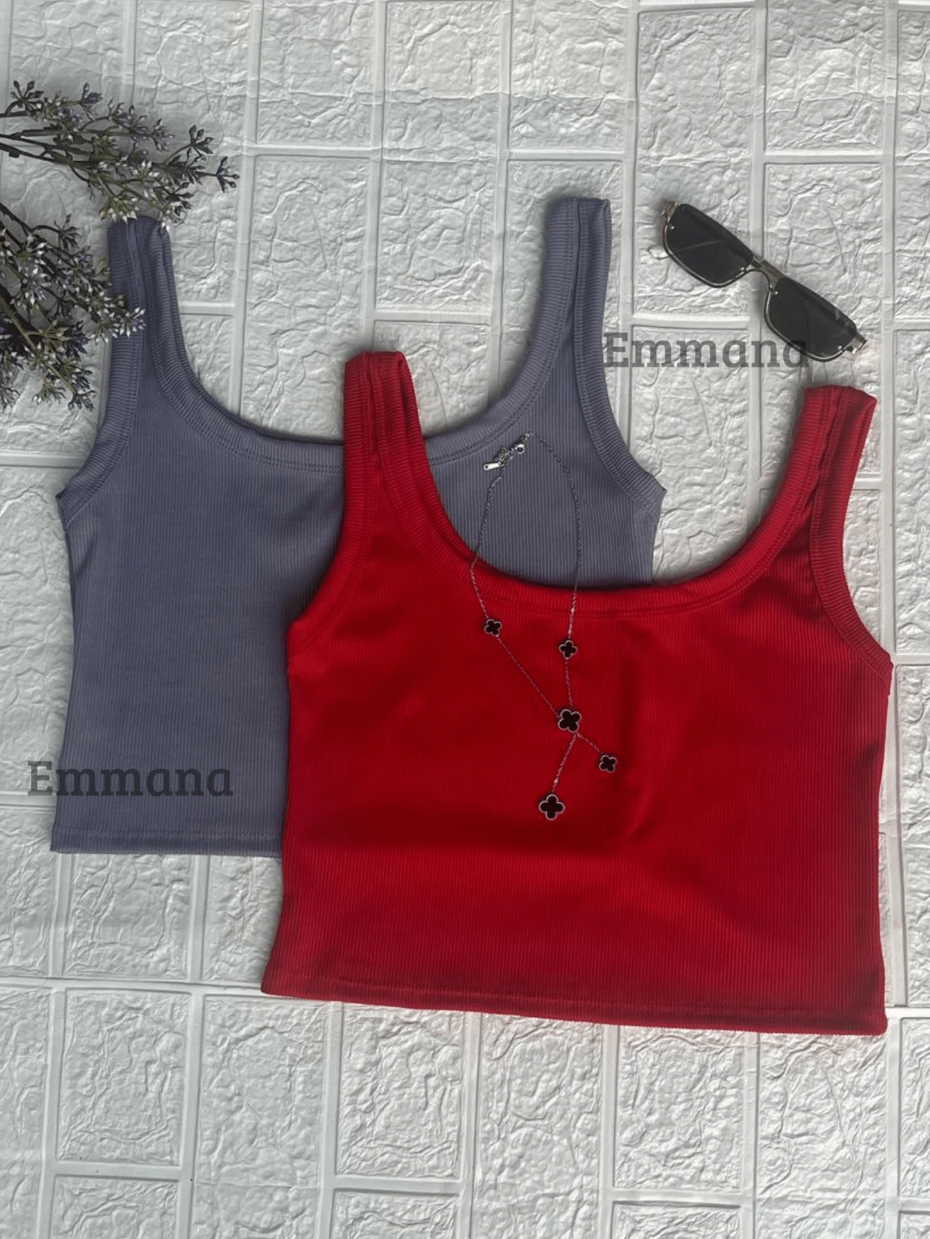 Kit 2 Cropped Canelado Regata Feminino Blusa Básica Camiseta Curta Croped Casual