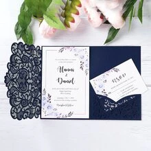 10 件/套个性化婚礼请柬口袋，附 2 张 RSVP 卡，第三折叠贺卡，适用于婚礼派对生日派对用品礼品（粉色、金色、酒红色、米色、白色） - 10個/套 - 查看 9