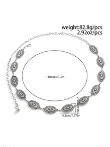 1 Stück Vintage übertriebene geometrische ovale Metall-Accessoires Patchwork Hüftkette, bohemischer geschnitzter Körperkette Hüftkette Hüftaccessoire