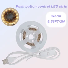 1 Bobina Striscia Luminosa LED 2835 Luce Bianca Calda con Interruttore a Pulsante - Alimentata USB, Bassa Tensione Sicura, Illuminazione Durevole per Fai-da-Te, Camere da Letto, Mobili, Cassettiere e altre Decorazioni