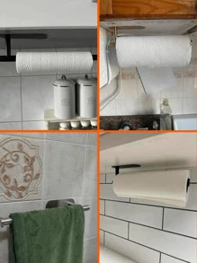 1pc Simple Kitchen/Bathroom Storage Rack, Can Be Used As Paper Towel Storage, Napkin Storage, Rag Holder,Silver/Black/Simple Version Available In Multiple Sizes And Types. Home Decoration Products, Kitchen Accessories Storage, Bathroom Storage Racks