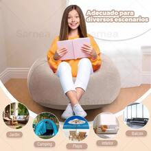 Sofá Inflable Lazy Sillón Aterciopelada Puff + Bomba - Café integral - Ver 5