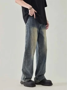 Jeans droits décontractés lâches lavés pour garçons, printemps/été, style américain pour adolescents et jeunes