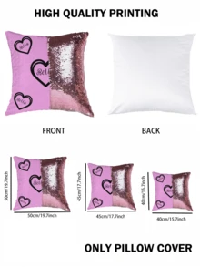 1pc Customized Sequin Cushion Cover, Personalized Sequin Text Pillow Case, Customized Sequin Throw Pillow Cover, Personalized Text Pillow Cover, Customized Name Sequin Pillow Sham, Sequin Pillow Case, Father's Day Gift, Mother's Day Gift, Living Room Sofa Decorative Pillow Cover, Text Pillow Cover, Wedding Essentials, Valentine's Day Gift, Anniversary Gift, Birthday Gift, Gift For Mom/Wife/Girlfriend - Multicolor - View 3