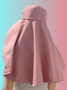 1 件装春夏季女士帽子户外防紫外线防颈遮阳帽钓鱼徒步大帽檐披肩防晒马尾帽纯色 - 1個 - 查看 10