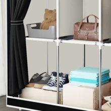 1pc Large Capacity Portable Wardrobe Closet, Easy Assembly Cloth Storage Cabinet For Home, Rental House, Dorm Bedroom, 65" Portable Closet Wardrobe Clothes Rack Storage Organizer,Portable Closet Storage Organizer Clothes Wardrobe Dustproof Non-Woven Fabric8-Drawer Dresser For Bedroom – Fabric Storage Drawers For Clothes, Organizer With Wooden Top, Steel Frame, Gold Handles, Leather Finish, Gray Storage Cabinet For Closet, Entryway, Living Room, Nursery, Dorm