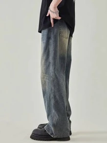 Jeans droits décontractés lâches lavés pour garçons, printemps/été, style américain pour adolescents et jeunes
