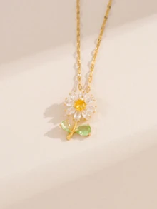 1 件女孩闪亮雏菊和向日葵吊坠项链