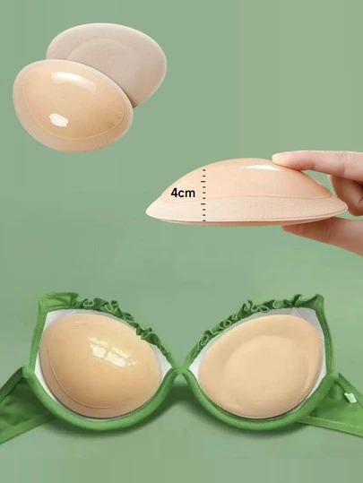 1 Pair Self-Adhesive Bra Pads For Women, Suitable For Bras, Swimwear Or Bikinis, Suitable For Larger Busts, Thickened Invisible, Applicable For Swimwear, Bikinis And Push-Up Bras, Regular Bra Cups