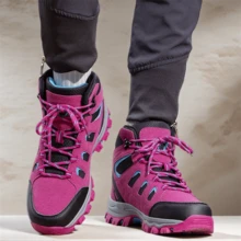 Women's Outdoor Sports Shoes, Fashionable Ladies Hiking Shoes, Durable, Comfortable, Non-Slip, Breathable High-Quality Outdoor Women's Sports Shoes, Round Toe Lace-Up, Lightweight, Wear-Resistant, Anti-Collision, Hiking Travel Shoes For Women - Rose Red (S9962) - View 4