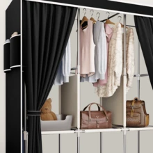 1pc Large Capacity Portable Wardrobe Closet, Easy Assembly Cloth Storage Cabinet For Home, Rental House, Dorm Bedroom, 65" Portable Closet Wardrobe Clothes Rack Storage Organizer,Portable Closet Storage Organizer Clothes Wardrobe Dustproof Non-Woven Fabric8-Drawer Dresser For Bedroom – Fabric Storage Drawers For Clothes, Organizer With Wooden Top, Steel Frame, Gold Handles, Leather Finish, Gray Storage Cabinet For Closet, Entryway, Living Room, Nursery, Dorm