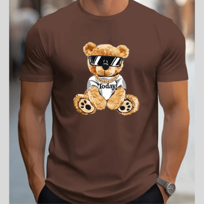 Camiseta Masculina Urso Lançamento 100% Algodão Camisa 30.1