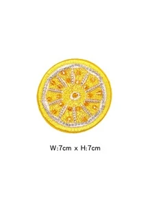 1pc Creative Yellow Lemon & Peach Fabric Embroidered Patch, Hat/Clothing Decorative Accessory