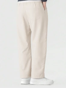 Men's Regular Fit Drawstring Casual Pants - Soft And Slightly Stretchy Fabric, Comfortable And Breathable, Drawstring Waist Adjustment, Solid Color, Perfect For Outdoor Sports And Fitness Activities In Spring And Summer - 卡其色 - 查看 2