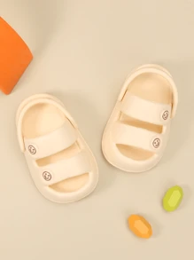 1 par de sandalias de suela blanda para bebé/niño pequeño, con diseño de carita sonriente, unisex, aptas para el agua, ideales para el verano