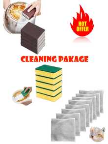 每套 10 件清洁套装、水钻砂纸海绵刷、厨房清洁工具、锅具除锈剂研磨海绵块、多用途金属丝洗碗布、魔术海绵擦、厨房、浴室、家居、家居用品供应商