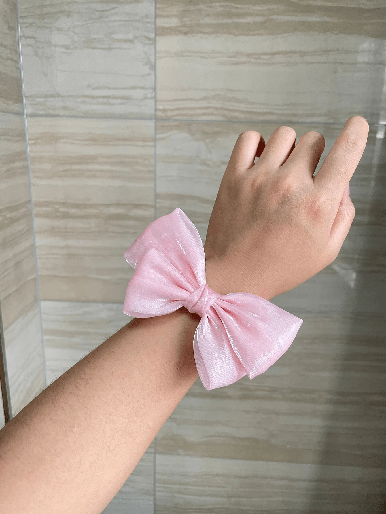 1pc Light Pink Bow Pearl Bracelet, Bridesmaid Wrist Flower For Wedding, Bridal Party, Dance Events Valentine's Day Accessories